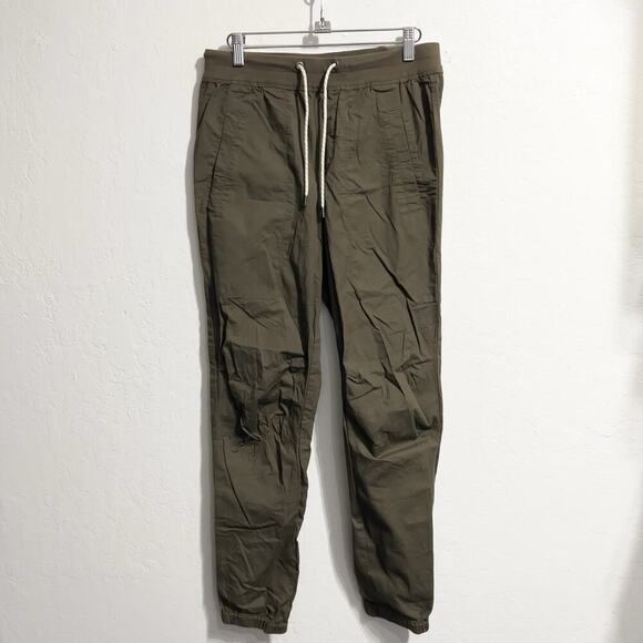 Vuori Ripstop Pants Mens Small Olive Green Drawstring Joggers Stretch - Picture 1 of 9